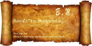 Beráts Modeszta névjegykártya